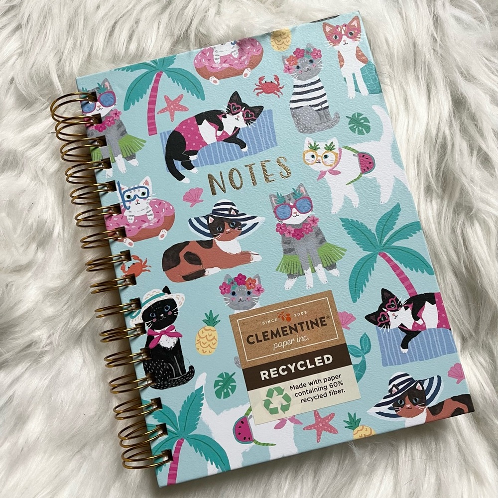 *NWOT*Clementine Cat Print Spiral Notebook Journal